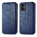 For Motorola Moto G14 Cubic Grid Pressed Magnetic Leather Phone Case(Blue)