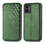 For Motorola Moto G14 Cubic Grid Pressed Magnetic Leather Phone Case(Green)