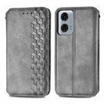 For Motorola Moto G24 Power 4G Cubic Grid Pressed Magnetic Leather Phone Case(Grey)