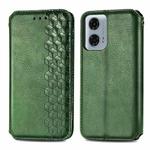 For Motorola Moto G24 Power 4G Cubic Grid Pressed Magnetic Leather Phone Case(Green)