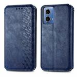 For Motorola Moto G34 5G Cubic Grid Pressed Magnetic Leather Phone Case(Blue)