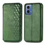 For Motorola Moto G34 5G Cubic Grid Pressed Magnetic Leather Phone Case(Green)