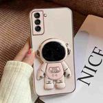 For Samsung Galaxy S23+ 5G Electroplating Astronaut Holder Phone Case(Pink)