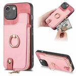 For iPhone 6 Plus / 6s Plus Cross Leather Ring Vertical Zipper Wallet Back Phone Case(Pink)