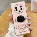 For Huawei Mate 40 Pro+ Electroplating Astronaut Holder Phone Case(Pink)