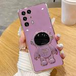 For Huawei P40 Pro+ Electroplating Astronaut Holder Phone Case(Purple)