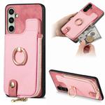 For Samsung Galaxy A56 5G Cross Leather Ring Vertical Zipper Wallet Back Phone Case(Pink)