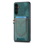 For Samsung Galaxy A54 5G Denim Texture Leather Skin Phone Case with Card Slot(Green)