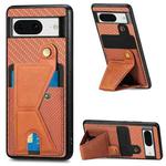 For Google Pixel 8 Carbon Fiber Wallet Flip Card K-shaped Holder Phone Case(Brown)