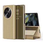 For OPPO Find N3 Plated Mirror Horizontal Flip Leather Phone Case with Holder(Gold)