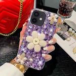 For iPhone 12 Sunflower Holder Hand-set Diamond PC Phone Case(Purple)