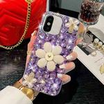 For iPhone X / XS Sunflower Holder Hand-set Diamond PC Phone Case(Purple)