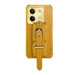 For Xiaomi Redmi Note 13 Electroplated Wrist Strap Crocodile Leather Back Phone Case(Yellow)