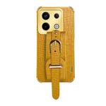 For Xiaomi Redmi Note 13 Pro Electroplated Wrist Strap Crocodile Leather Back Phone Case(Yellow)