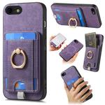 For iPhone 6 Plus / 6s Plus Retro Splitable Magnetic Card Bag Leather Phone Case(Purple)