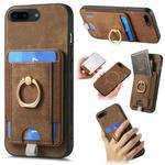 For iPhone 7 Plus / 8 Plus Retro Splitable Magnetic Card Bag Leather Phone Case(Brown)