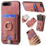 For iPhone 7 Plus / 8 Plus Retro Splitable Magnetic Card Bag Leather Phone Case(Pink)