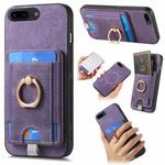 For iPhone 7 Plus / 8 Plus Retro Splitable Magnetic Card Bag Leather Phone Case(Purple)