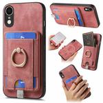 For iPhone XR Retro Splitable Magnetic Card Bag Leather Phone Case(Pink)