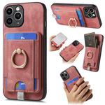 For iPhone 11 Pro  Max Retro Splitable Magnetic Card Bag Leather Phone Case(Pink)