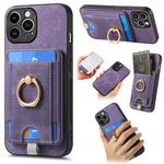For iPhone 12 Pro Max Retro Splitable Magnetic Card Bag Leather Phone Case(Purple)