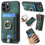 For iPhone 13 Pro Retro Splitable Magnetic Card Bag Leather Phone Case(Green)