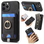 For iPhone 14 Pro Retro Splitable Magnetic Card Bag Leather Phone Case(Black)