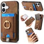 For iPhone 16 Plus Retro Splitable Magnetic Card Bag Leather Phone Case(Brown)