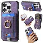 For iPhone 16 Pro Max Retro Splitable Magnetic Card Bag Leather Phone Case(Purple)