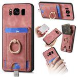 For Samsung Galaxy S8 Retro Splitable Magnetic Card Bag Leather Phone Case(Pink)