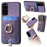 For Samsung Galaxy S20+ Retro Splitable Magnetic Card Bag Leather Phone Case(Purple)