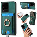 For Samsung Galaxy S20 Ultra Retro Splitable Magnetic Card Bag Leather Phone Case(Green)