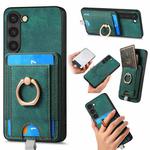 For Samsung Galaxy S21 5G Retro Splitable Magnetic Card Bag Leather Phone Case(Green)