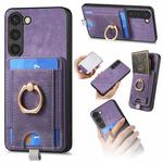 For Samsung Galaxy S21 FE 5G Retro Splitable Magnetic Card Bag Leather Phone Case(Purple)