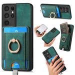 For Samsung Galaxy S23 Ultra 5G Retro Splitable Magnetic Card Bag Leather Phone Case(Green)