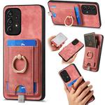 For Samsung Galaxy A52 Retro Splitable Magnetic Card Bag Leather Phone Case(Pink)
