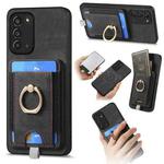 For Samsung Galaxy Note20 Retro Splitable Magnetic Card Bag Leather Phone Case(Black)