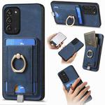 For Samsung Galaxy Note20 Retro Splitable Magnetic Card Bag Leather Phone Case(Blue)
