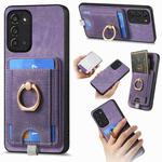For Samsung Galaxy Note20 Retro Splitable Magnetic Card Bag Leather Phone Case(Purple)