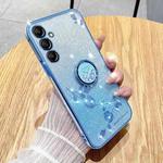 For Samsung Galaxy S25 Ultra 5G Gradient Glitter Immortal Flower Ring All-inclusive Phone Case(Blue)