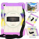 For iPad 10.2 2021 / 2020 / 2019 Silicone Hybrid PC Shockproof Tablet Case with Shoulder Strap(Colorful Purple)