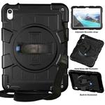 For iPad 10th Gen 10.9 2022 Silicone Hybrid PC Shockproof Tablet Case with Shoulder Strap(Black)