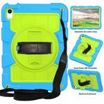 For iPad 10th Gen 10.9 2022 Silicone Hybrid PC Shockproof Tablet Case with Shoulder Strap(Bluish-Green)