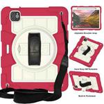 For iPad Air 2020 / 2022 10.9 Silicone Hybrid PC Shockproof Tablet Case with Shoulder Strap(Feifan Magenta)