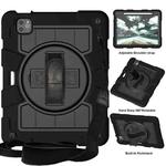 For iPad Air 2020 / 2022 10.9 Silicone Hybrid PC Shockproof Tablet Case with Shoulder Strap(Black)