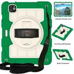 For iPad Air 11 2024 Silicone Hybrid PC Shockproof Tablet Case with Shoulder Strap(Classic Green)