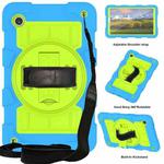 For Samsung Galaxy Tab A9 X110/X115 Silicone Hybrid PC Shockproof Tablet Case with Shoulder Strap(Bluish-Green)