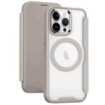 For iPhone 14 Pro Max MagSafe RFID Blocking Adsorption Flip Leather Phone Case(Khaki)