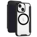 For iPhone 15 Plus MagSafe RFID Blocking Adsorption Flip Leather Phone Case(Black)