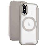 For iPhone XS Max RFID Blocking Adsorption Flip MagSafe Leather Phone Case(Khaki)